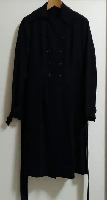 블랙 더블 브레스트 롱 코트 사이즈 38