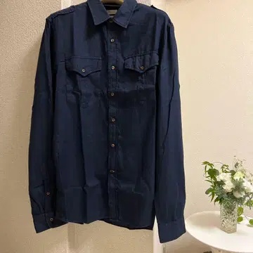 BRUNELLO CUCINELLI 네이비 긴팔 셔츠