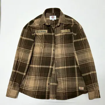 Dickies [레어] 디키즈 체크 무늬 플란넬 셔츠 브라운 계열 M