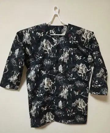 코이구치 셔츠 다보 셔츠 일본풍 패턴 말 블랙