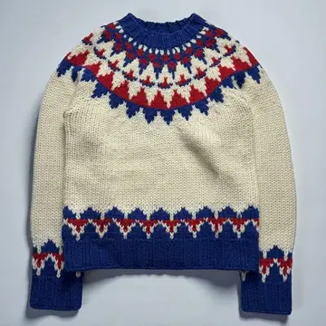 빈티지 니트 스웨터 페어아일 패턴 로우게이지 니트 두꺼운