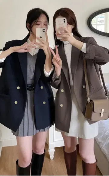 네이비 더블 브레스트 테일러드 자켓