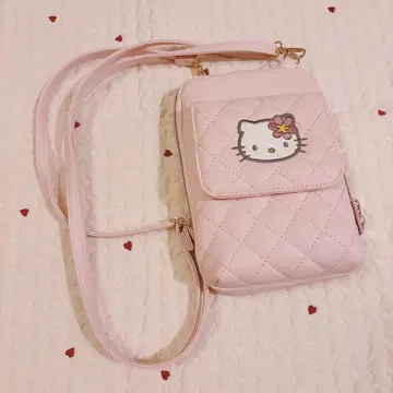 새상품급 시마무라 키티 퀼트 카오하나 숄더 핑크 스마트폰 숄더