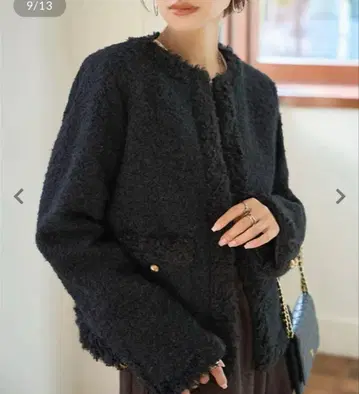 고베 레터스 노카라 보아 트리밍 자켓 블랙