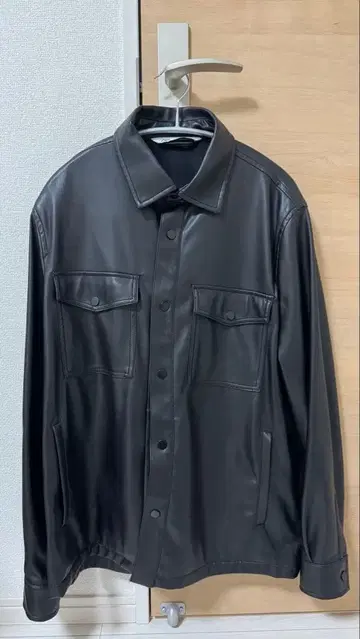 ZARA 블랙 인조 가죽 셔츠 자켓 L