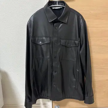 ZARA 블랙 인조 가죽 셔츠 자켓 L