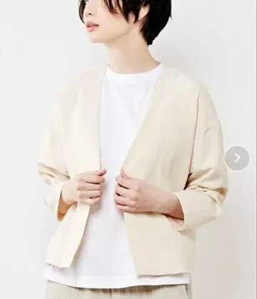 멜로즈 레일 노카라 자켓 아이보리