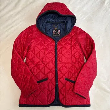새상품급 라벤햄 LAVENHAM 퀼팅 자켓 후드 36 빨간색
