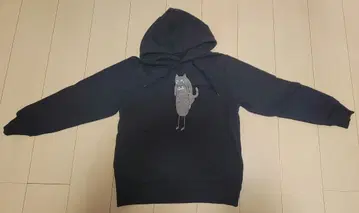 graniph 고양이 덮은 뷰티풀 섀도우 네이비 후드티 SS 사이즈