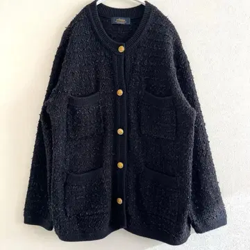 저널 스탠다드 리룸 트위드 니트 자켓 블랙 골드 버튼