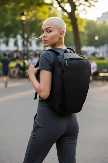 블랙 백팩 심플한 디자인