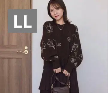 시마무라 yumi 꽃 패턴 자카드 니트 온라인 한정판 LL 사이즈