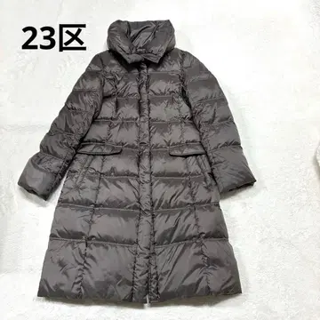 23구 다운 롱 코트 40 브라운 여배우 옷깃
