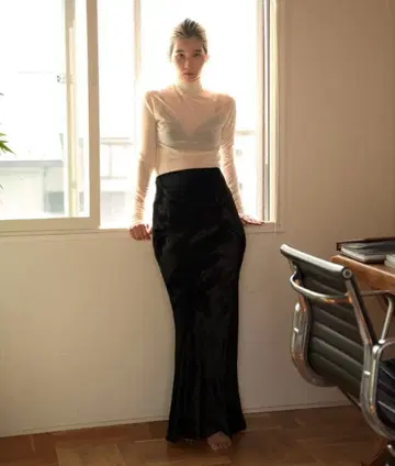 ENOF velvet long skirt
