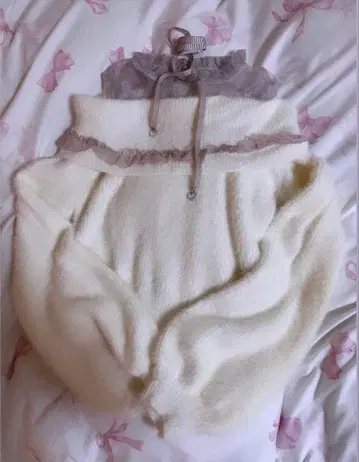 MARS 오프숄더 오프롤 샤기 니트 상의