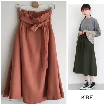 어반 리서치 KBF 미모레 길이 턱 플레어 롱 스커트