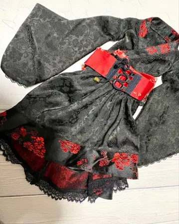 슈퍼돌피 일본풍 드레스 블랙 레드 꽃무늬