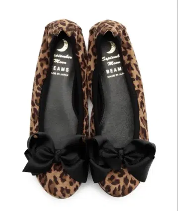 Ray BEAMS 리본 발레 슈즈 레오파드 23.5