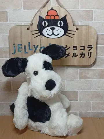 jellycat 블랙&크림 퍼피 M 강아지 봉제 인형 도그