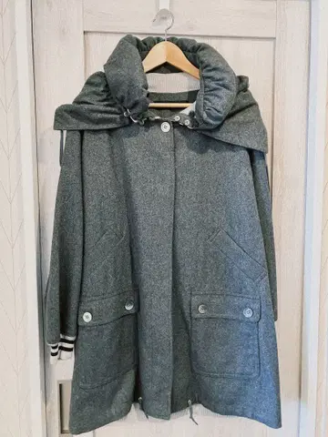mercibeaucoup 그레이 후드 부착 탈부착 가능 롱 코트