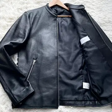 컨디션 최상 리돔 라이더 자켓 W 지퍼 램 가죽 블랙 L