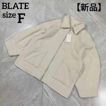 [ 새상품 ] BLATE 샤기 지퍼 자켓 코트 아이보리 프리 사이즈