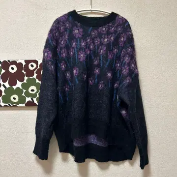 BEARDSLEY 꽃 패턴 니트 스웨터 긴팔