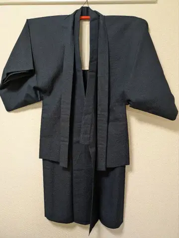 울 다크 네이비 기모노 앙상블