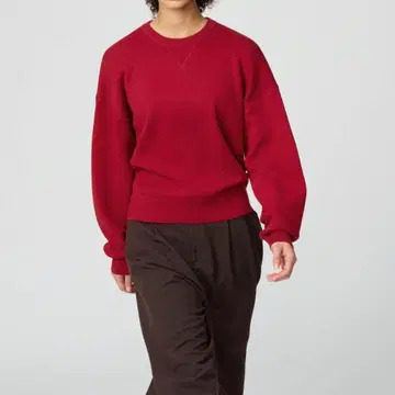 유니클로 C 스무스 코튼 크루넥 스웨터 15 레드 M 사이즈