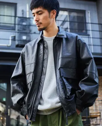 FREAK'S STORE 인조 가죽 블루종