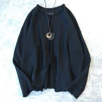 580 요건 레일 린넨 트위드 노카라 자켓 블랙