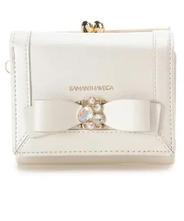 Samantha Vega 사만사베가 펄 컬러 주얼 리본 접이식 지갑