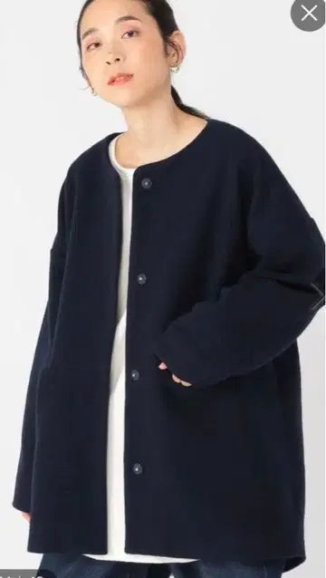 스튜디오 클립 natural by clip 울 혼방 노카라 코쿤 코트