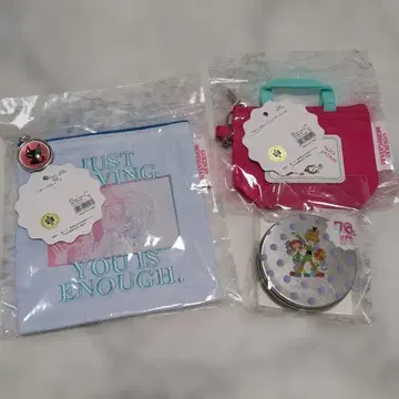 3COINS 긴조모노가타리 스티커 파우치 미니 토트 키링 리본