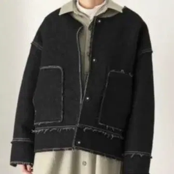 KBF 데님 보아 자켓 블랙