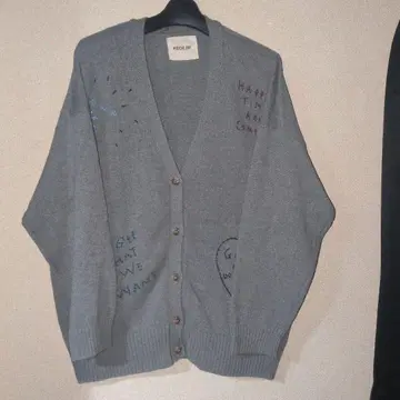 메시지 자수 그레이 가디건
