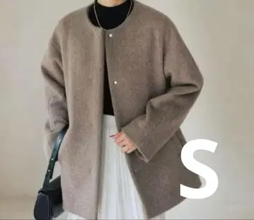 모카색 노카라 자켓 36