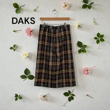 DAKS 체크 무늬 스커트 울 혼방 종아리 기장 영국 클래식 Y186