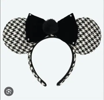 미키 헤드밴드 하운드 투스 패턴