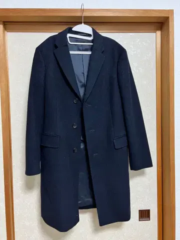 UNIQLO 체스터 코트 남성용 S 사이즈 블랙 코트