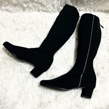 t.inaba 스트레치 롱 부츠 블랙 23cm 큐빅 힐 5cm