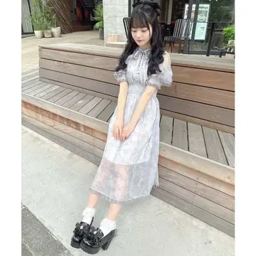 Rojita 꽃무늬 롱 원피스 그레이