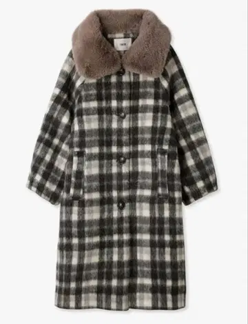 퍼퍼 샤기 체크 코트