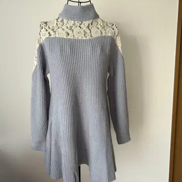 레이스 절개 하이넥 니트 원피스 (Snidel)