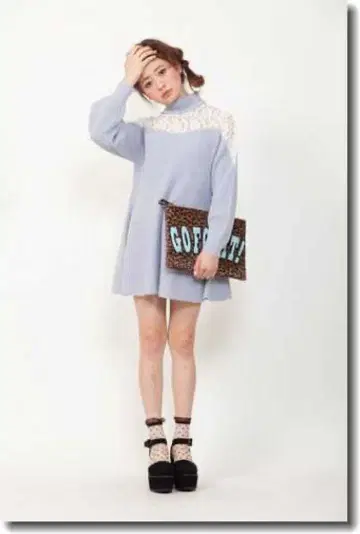 레이스 절개 하이넥 니트 원피스 (Snidel)