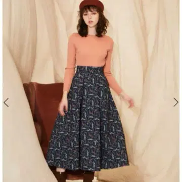 eimyistoire 플라워 프린트 자카드 도킹 원피스 핑크 네이비