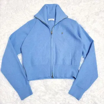 lookast 더블 지퍼 니트 가디건 스카이블루