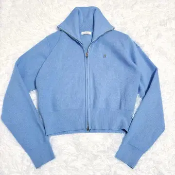 lookast 더블 지퍼 니트 가디건 스카이블루