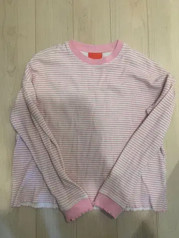 comosomos 핑크 스트라이프 긴팔 T셔츠