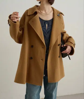 omekashi 더블 페이스 P 코트 카멜 미사용 새상품 택 포함